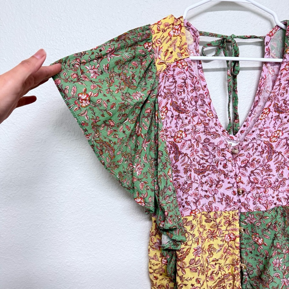 O’Neill Flutter Sleeve Patchwork Floral Buttoned … - image 3